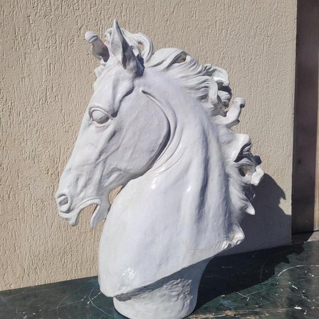 Italian Artist, Horse Heads, 20th Century, Ceramic, Set of 2 For Sale - Image 13 of 18