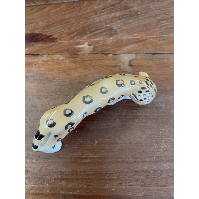 Vintage Erphila Germany Porcelain Leopard Figurine With Hand-Painted Details. For Sale - Image 4 of 10