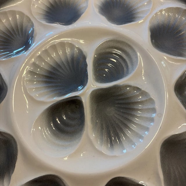 Mid-Century Modern Vintage French Majolica Oyster Plate by Moulin Des Loups For Sale - Image 3 of 4