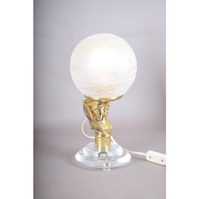 Winged Figure Table Lamps with Frosted Glass Globes, 1980s, Set of 2 For Sale - Image 13 of 15