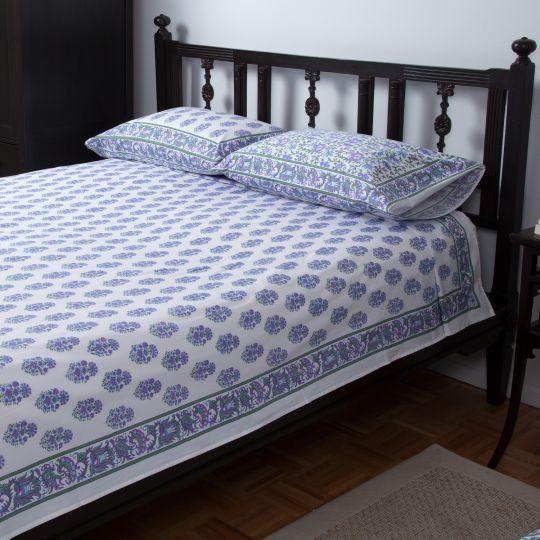 2020s Riya Queen Lavender/Blue Fitted Sheet For Sale - Image 5 of 6