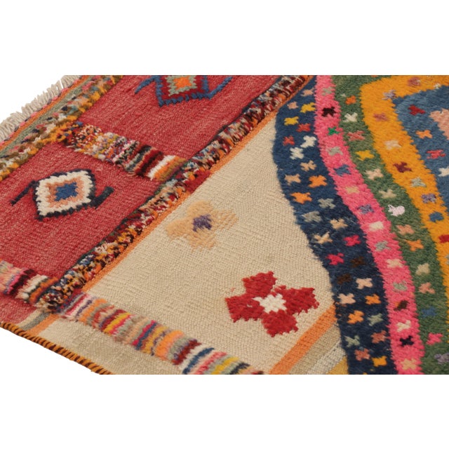 Vintage Persian Gabbeh Rug, Vibrant Medallions in High-Low Pile - Rug & Kilim For Sale In New York - Image 6 of 8