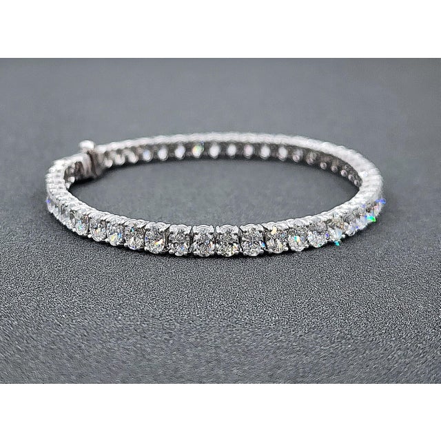Metal 10.30 Ct Oval Cut Tennis Bracelet For Sale - Image 7 of 9