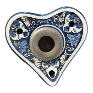 Hand-Painted Delft Heart Shaped Inkwell