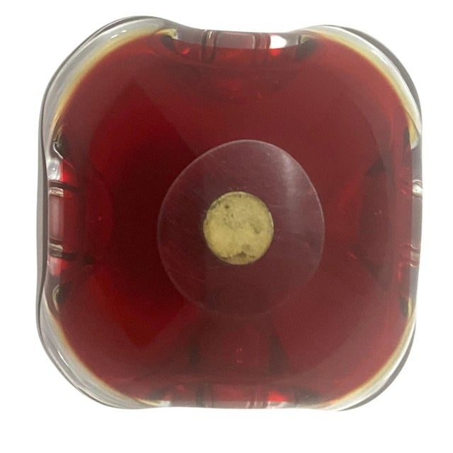 Glass 1950s Seguso Murano Red Glass Ashtray & Catchall Bowl For Sale - Image 7 of 8