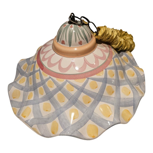 Mackenzie Childs Painted Chandelier Hanging Light Fixture For Sale