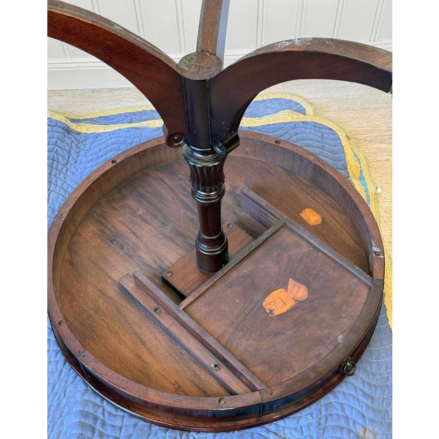 Vintage Traditional Mahogany Round Drum Table W/ Lions Head Pulls For Sale - Image 13 of 13