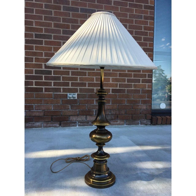 Brass Solid Brass Bulbous Table Lamp With Shade From Westwood For Sale - Image 8 of 14