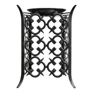 Late 20th Century Gothic Revival Wall Sconce Ceiling Light Wrought Iron Glass For Sale