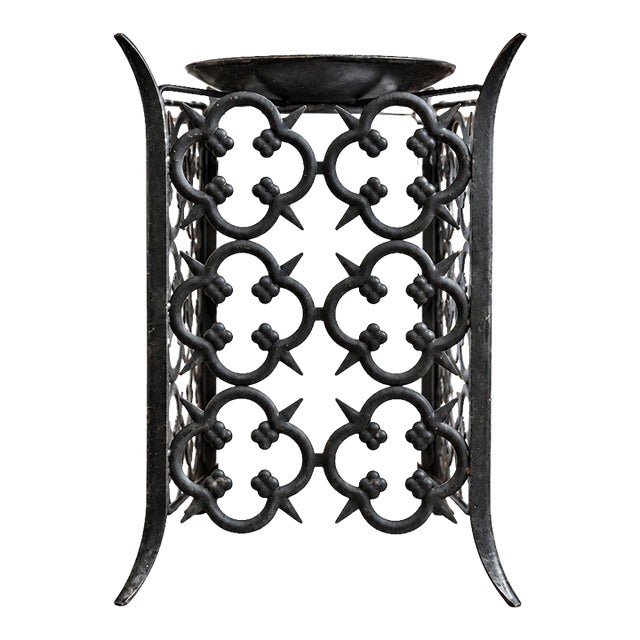 Late 20th Century Gothic Revival Wall Sconce Ceiling Light Wrought Iron Glass For Sale