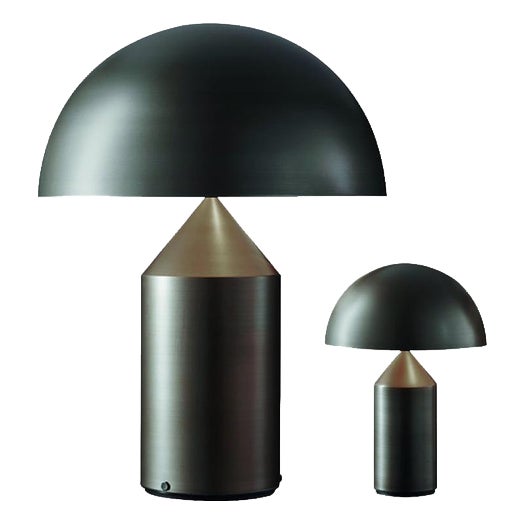 Large and Small Atollo Table Lamps in Bronze by Vico Magistretti for Oluce, Set of 2 For Sale