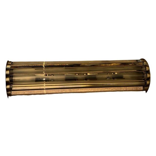 1970s Italian Mid-Century Modern Brass and Glass Rods Wall Sconce For Sale In Los Angeles - Image 6 of 8