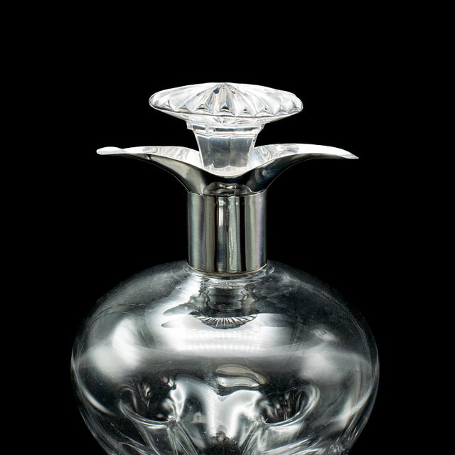 Metal Antique Spirit Decanter, English, Glass, Silver, Port, Brandy Bottle, Edwardian For Sale - Image 7 of 12
