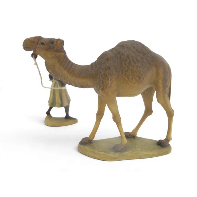 Mid 20th Century Anri Italy Karl Kuolt Camel & Guide Driver Wood Carved Nativity Figurine For Sale - Image 5 of 9