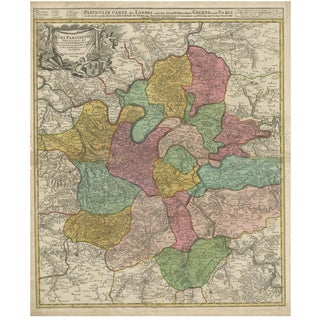 Antique Map of Paris and Its Surrounding Regions by Johann Homann, 1800s For Sale