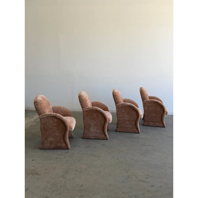 W25.5 D27.5 H36.25 SW18.25 SD18 SH19 AH26 Set of four post modern large dining chairs or compact lounge chairs. This set...