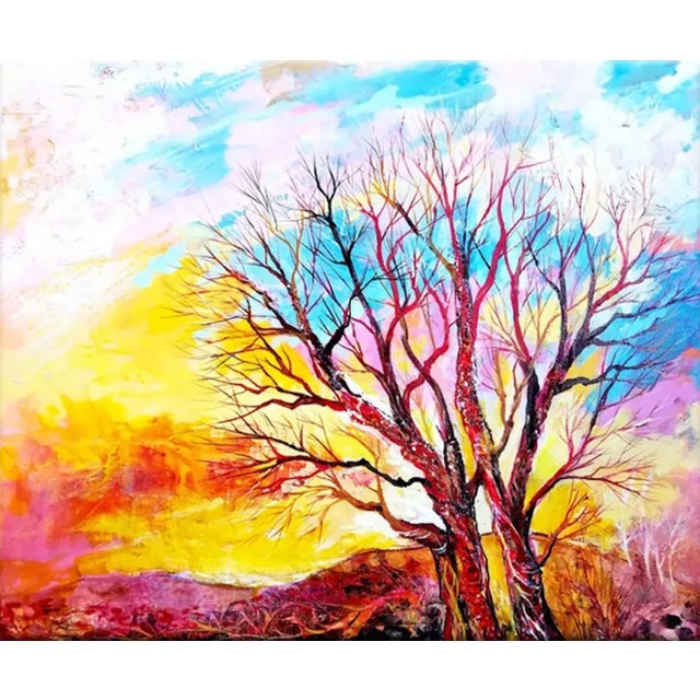 Abstract Expressionist Mixed-Media Painting "Touch the Sky" For Sale