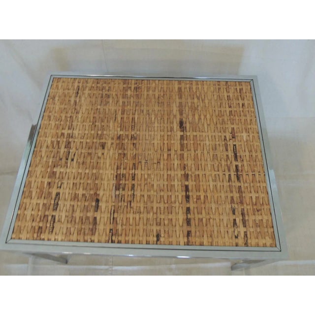 1960s Vintage Polished Chrome and Bamboo Coffee Table by Gabriella Crespi For Sale - Image 5 of 7