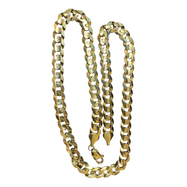 Vintage 14 Karat Yellow Gold 60 Gm Miami Cuban Link Italian Chain Unisex, 22" For Sale