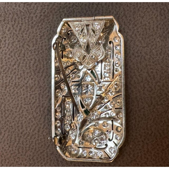 Art Deco Estate Art Deco 5 Ct Diamond Platinum 10 Gm Pin / Broach /Pendant VS Quality For Sale - Image 3 of 18