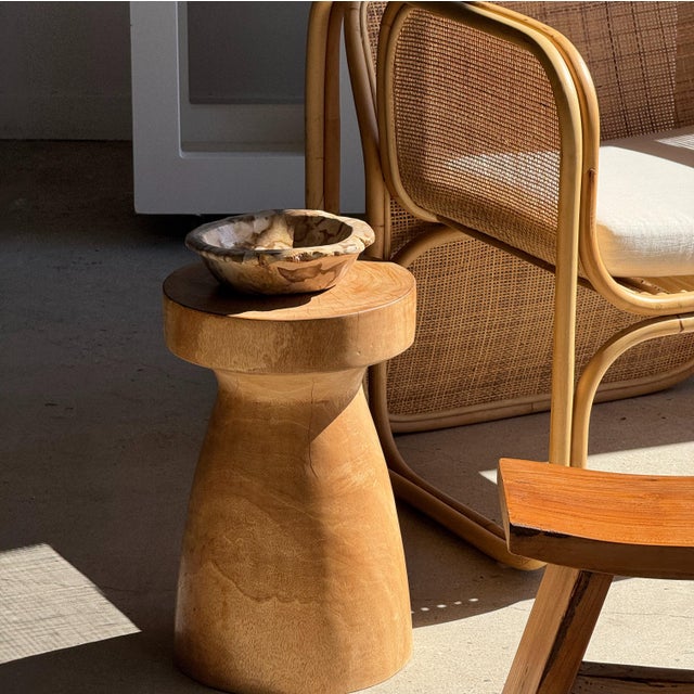 Brutalist Side Table in Mango Wood, 1980s For Sale - Image 3 of 18