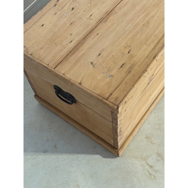 Antique Pine Trunk From England With Key For Sale - Image 12 of 18