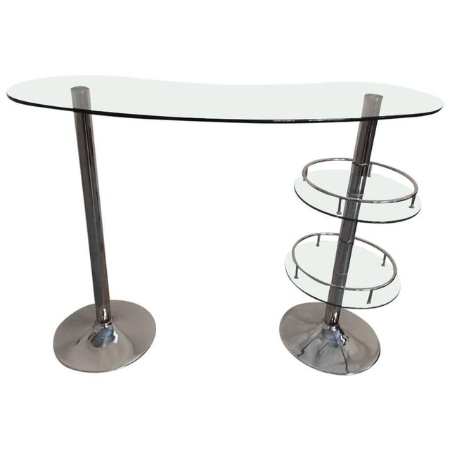 Transparent Mid Century Modern Chrome and Glass Dry Bar For Sale - Image 8 of 8