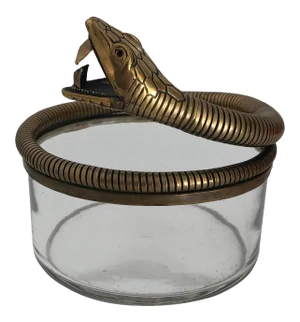 Austrian Deco Snake Ashtray With Cigar Cutter