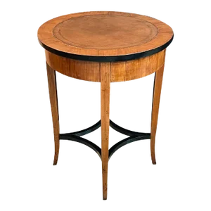 Austrian Biedermeier Circular Work Table With Ebonized Highlights