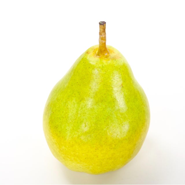 Mid Century Modern Chrome Ring-Handled Basket Centerpiece Composite Fruit Pears For Sale - Image 9 of 10