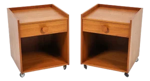 Pair of Danish Mid Century Modern Teak Nightstands, C. 1960's