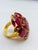 Red Bochic “Orient” Vintage Ruby Cocktail Ring Set In 18K Gold & Silver with Certifi For Sale - Image 8 of 15