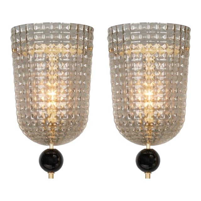 Art Deco Style Murano Glass Sconces - a Pair For Sale