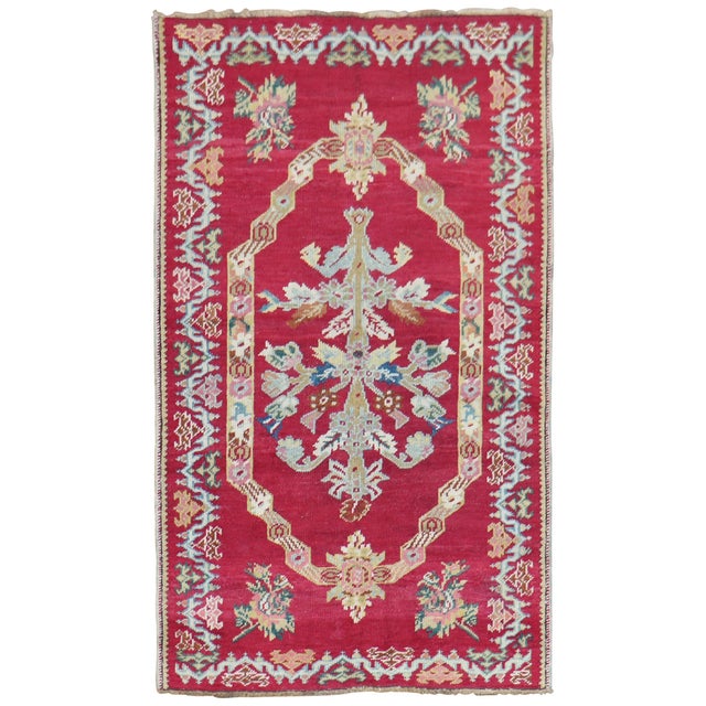 Brick Red Stunning Floral Antique Turkish Ghiordes Rug For Sale - Image 8 of 18