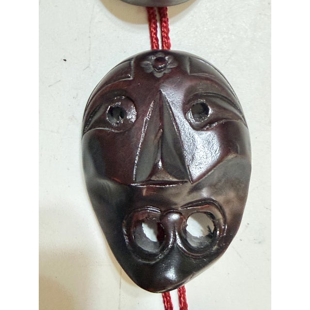 Mid 20th Century Vintage Korean Carved Wood Hahoe Mask Wall Hanging, Set of Five For Sale - Image 5 of 10