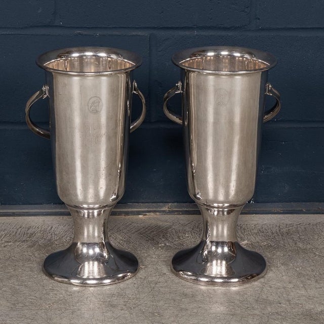 1950s Vintage English Floor Standing Silver Plated Wine Coolers, 1950s, Set of 2 For Sale - Image 5 of 14