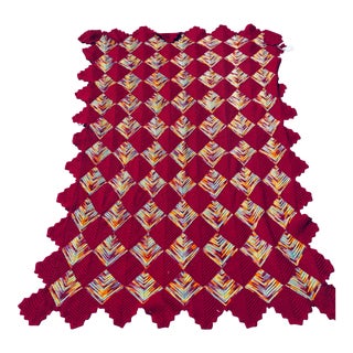 Crocheted Wool Afghan With Assorted Colors For Sale