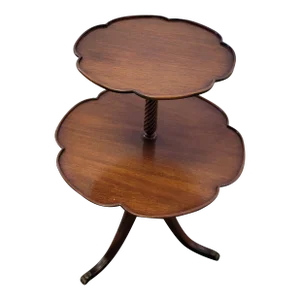 1945 Mid Century Modern Phyfe 2-Tiered Pie Crust Side Table