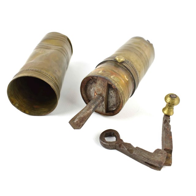 Metal Early 20th Century Brass Ottoman Turkish Spice Coffee Grinder Mill For Sale - Image 7 of 11