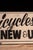White Vintage “Bicycles New & Used” Double-Sided Hand-Painted Shop Sign For Sale - Image 8 of 9