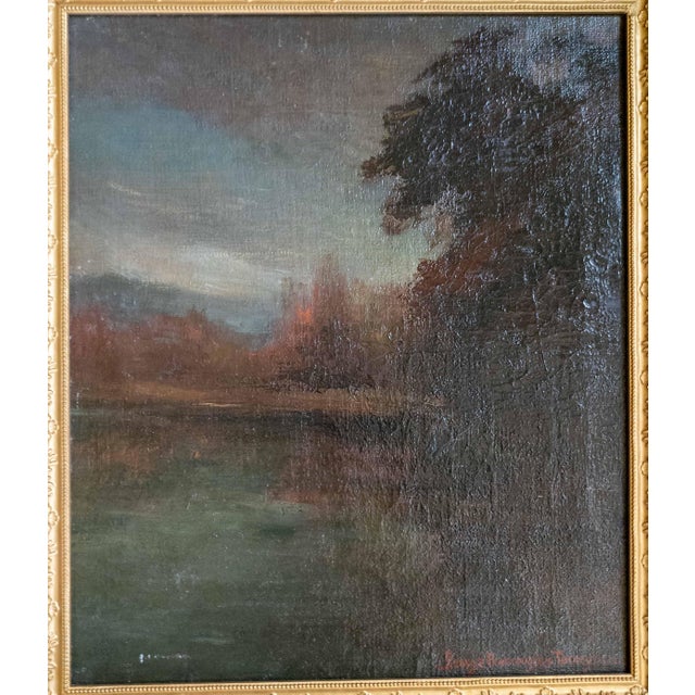 We are selling this stunning American tonalist style oil on canvas landscape. This moody lanscape has great composition...