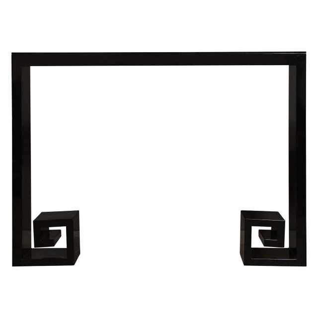 Black Custom Modernist Black Lacquer Console with Greek Key Detailing For Sale - Image 8 of 8