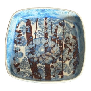 1960s Fajance Plate With Blue Flowers by Johanne Gerber for Royal Copenhagen For Sale