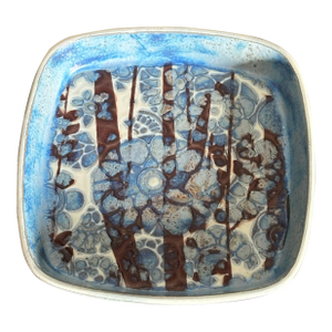 1960s Fajance Plate With Blue Flowers by Johanne Gerber for Royal Copenhagen