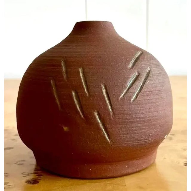 Abstract Vintage Boho Ceramic Pot For Sale - Image 3 of 5