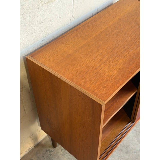 Wood Small Teak Sliding-Door Sideboard Credenza Danish Mid-Century Modern 1960s For Sale - Image 7 of 10