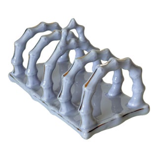 Antique French Limoges Lavender Blue Ceramic Toast Rack / Letter Holder For Sale