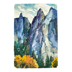 “View of Taft Point From the Valley Floor” ~ Yosemite Landscape Watercolor by Mary Alice Copp 2023 -