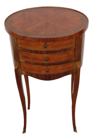 French Early 1900s Inlay Tall Nightstand End Side Table 6316