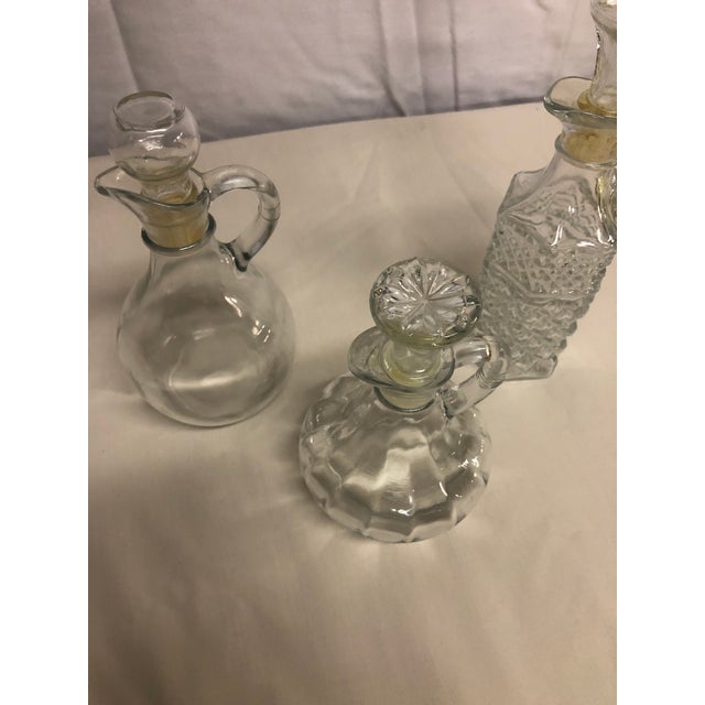 1970s Crystal Clear Glass Cruets With Stoppers Set of 3 Chairish